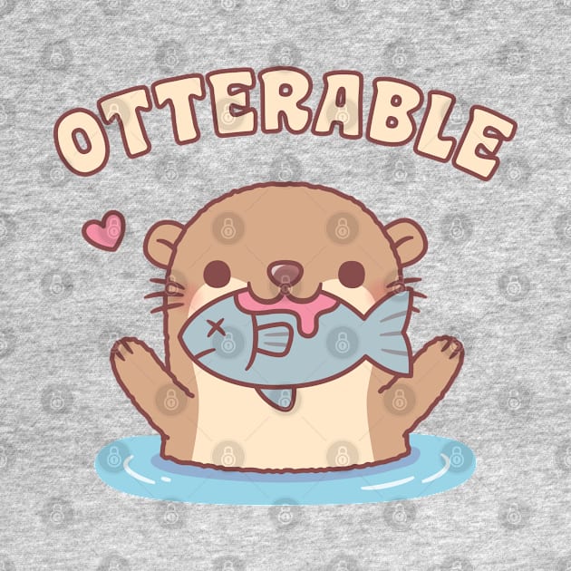 Cute Otter With Fish Otterable Funny by rustydoodle